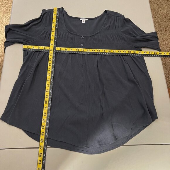 Sonoma Bouse Top Womens PL Petite Large Gray Long‎ Sleeve Boho Flowy Peasant - Picture 2 of 9